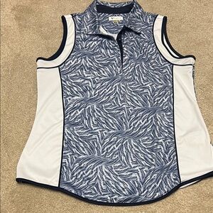 Gregg Norman Navy Buttoned Collar Polo Golf Top Sleeveless